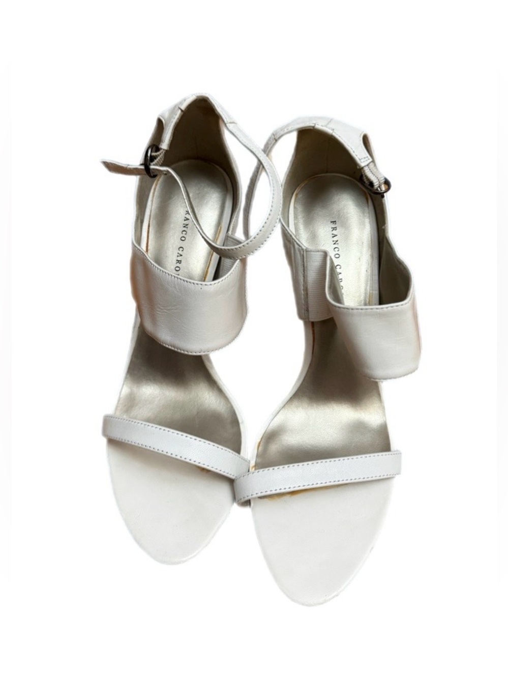 Franco Carolli White Leather Ankle-Strap Sandals